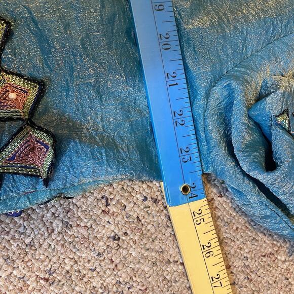 VTG Palestinian Silky Sequin Embroidered Thobe Traditional Tatreez Boho Dress XL - Picture 2 of 11